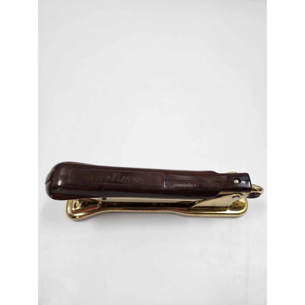 Vintage Ace Liner 502 Stapler Gold Tone Brown Art Deco Chicago USA Made